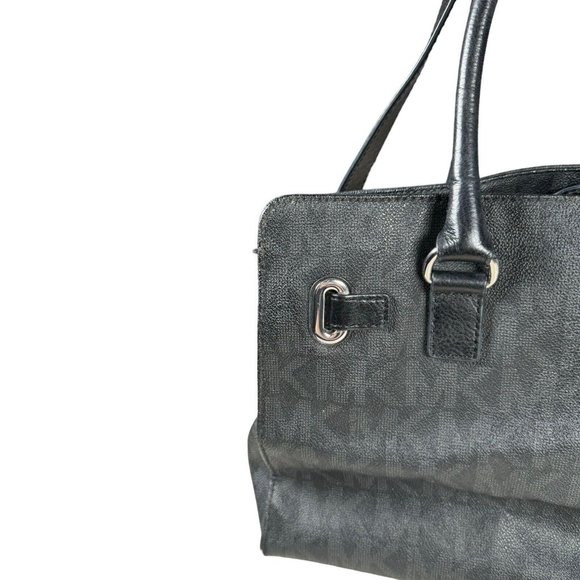 Michael Kors Black Gray MK Logo Hamilton Signature Tote Handbag Purse Authentic - Picture 12 of 16